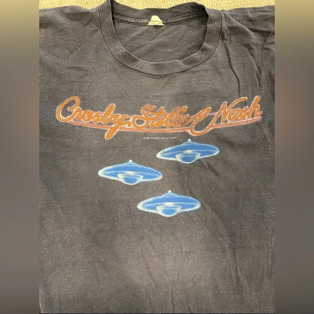 Vintage 80s Crosby Stills Nash Daylight Again Tour Top Concert Ufo T-Shirt Large - Picture 2 of 11